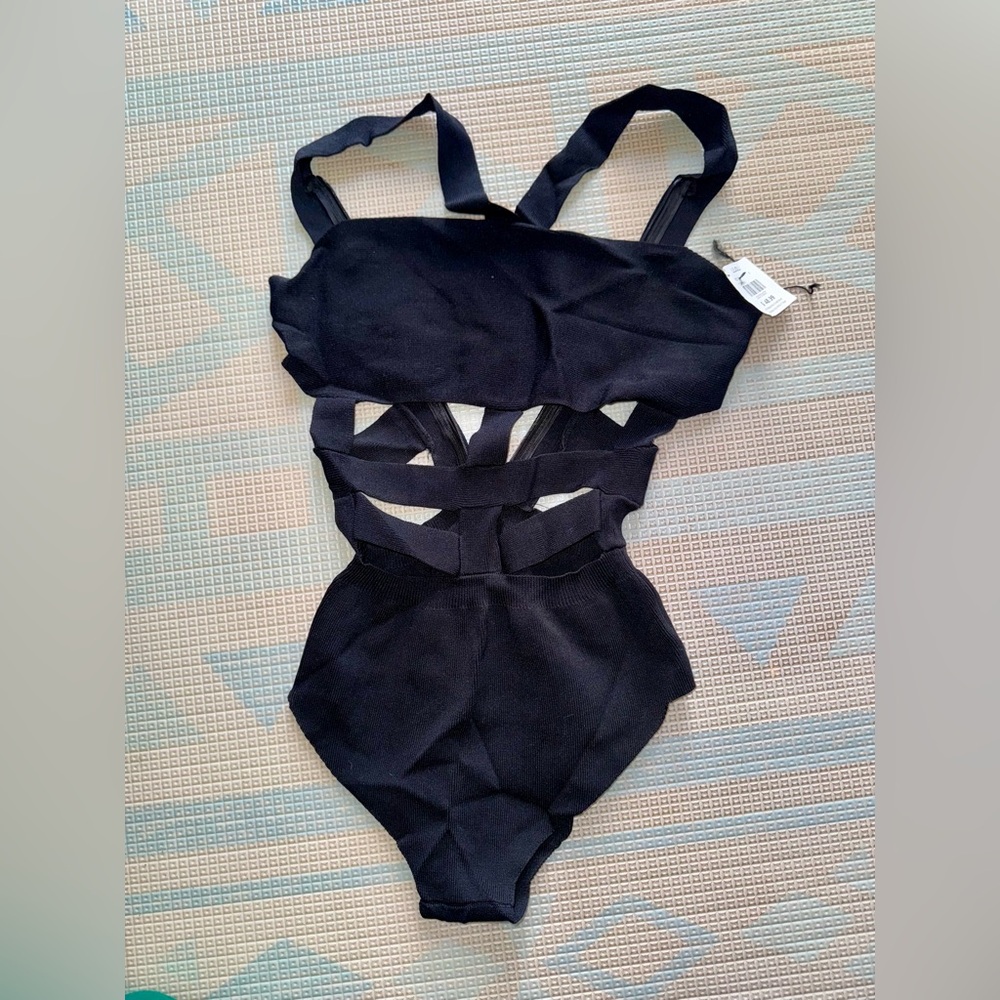 Black cut out body suit small NWT